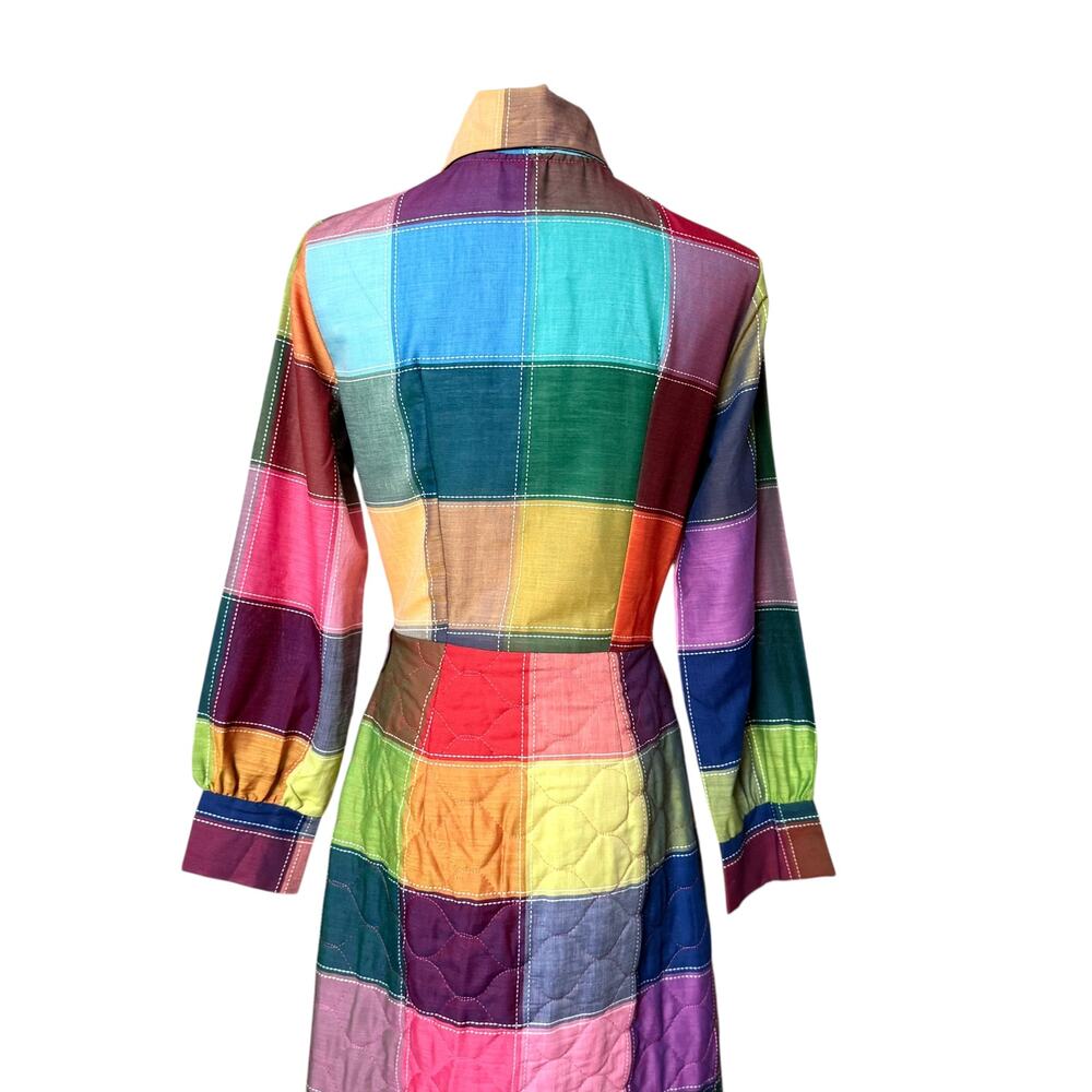 Nova Loungewear 1970s Vintage Dress Coat Quilted Skirt Size Fit S Long Sleeves - Picture 8 of 14